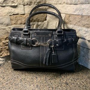 Coach F13084 Soft Pebble Black Leather Hampton Bag